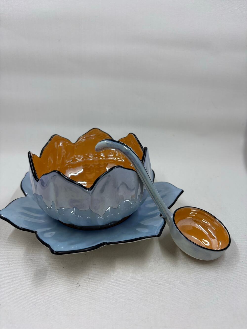 Vtg Noritake Lusterware Art Deco Lotus Dish Set